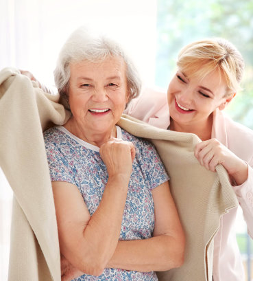 portrait of happy nurse and patient