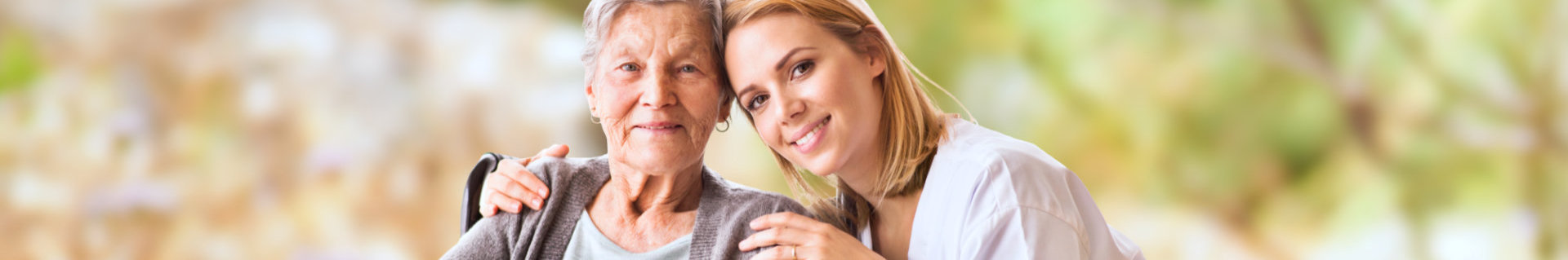 happy patient with her caregiver